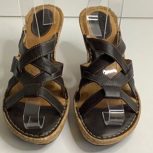 Born Brown Wedge Heel Sandals Size 9 - Picture 4 of 16
